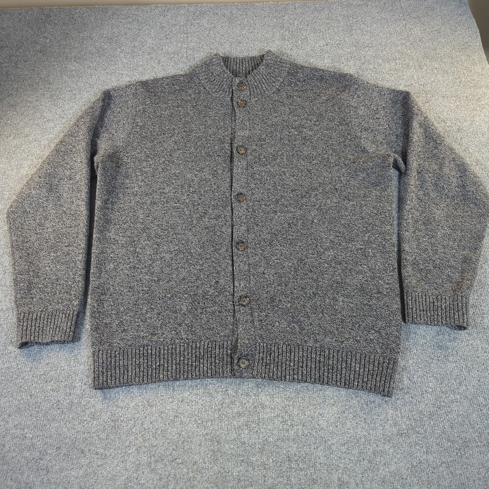 J. Hilburn Mens XLT Gray 100% Wool Button Front Mock Neck Cardigan Sweater #2529